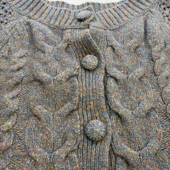 Anthropologie Far Away From Close Cardigan Women's  S Wool Blend Cable Knit Blue - Picture 4 of 15